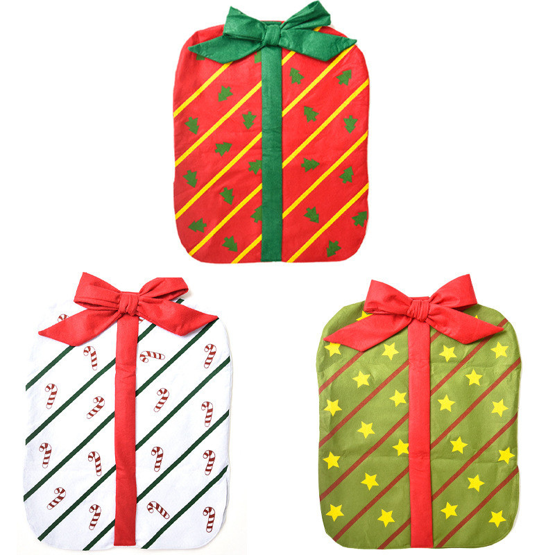 2020 New Christmas Bowknot Gift Bag Chair cover Christmas Holiday Restaurant Home Cartoon Chair Back Cover