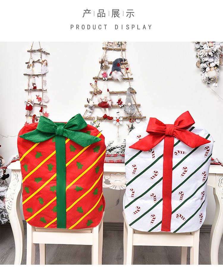 2020 New Christmas Bowknot Gift Bag Chair cover Christmas Holiday Restaurant Home Cartoon Chair Back Cover
