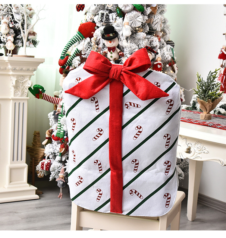 2020 New Christmas Bowknot Gift Bag Chair cover Christmas Holiday Restaurant Home Cartoon Chair Back Cover