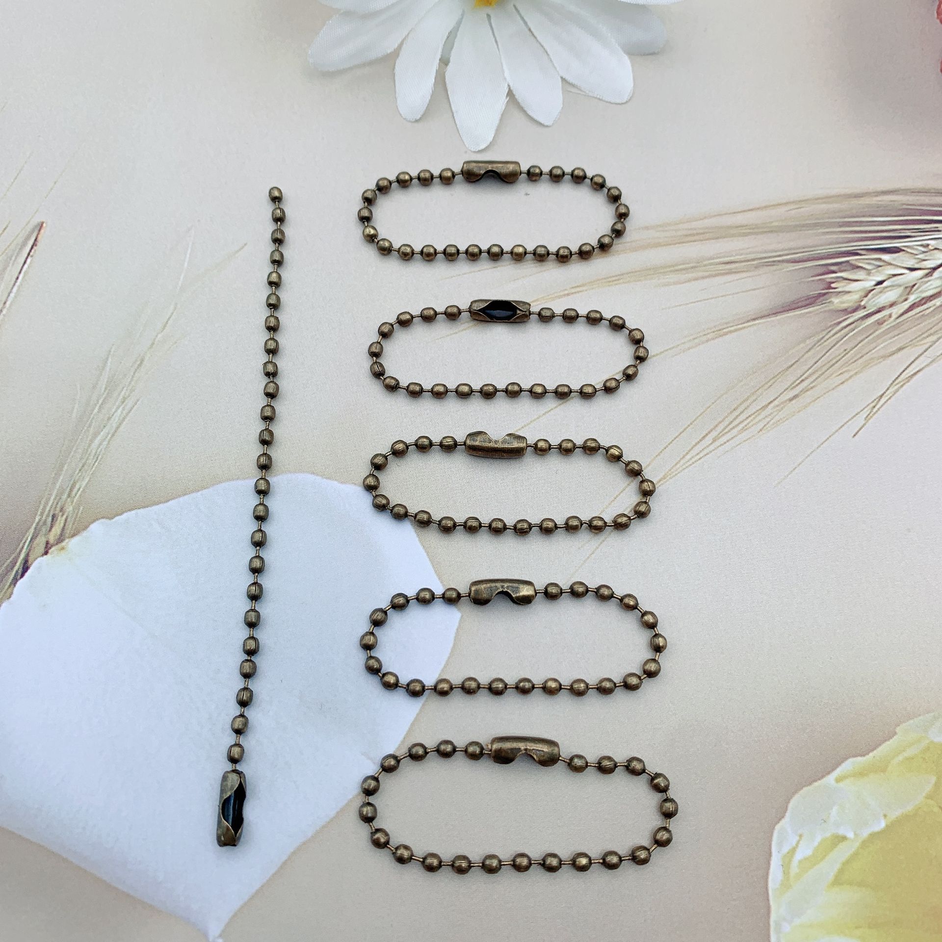 Metal Copper Iron Stainless Steel Lanyard Bead Necklace Lanyard Ball Chain Bead Necklace Color Bead Necklace Electroplating round Beads Buckle Tag Jewelry Chain