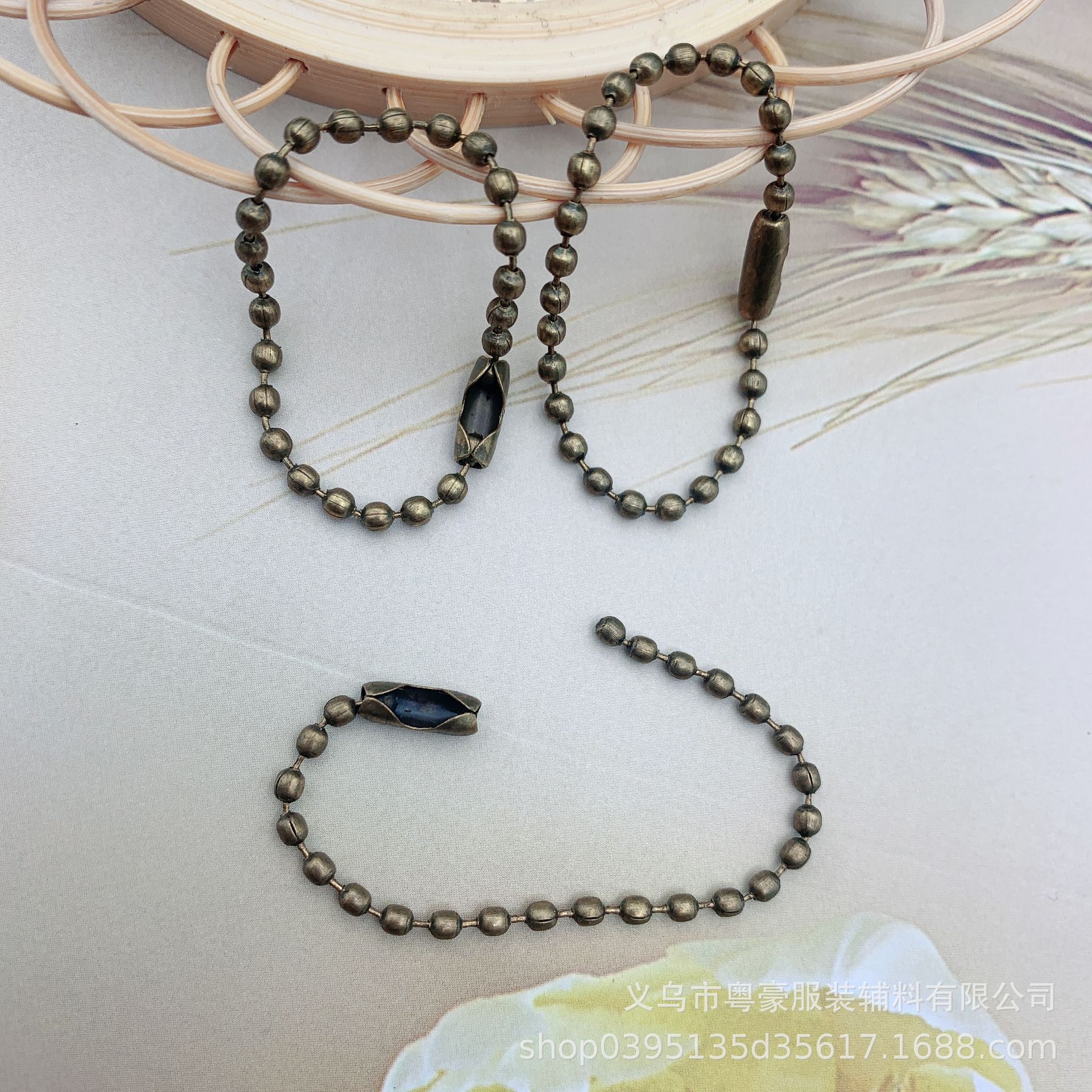 Metal Copper Iron Stainless Steel Lanyard Bead Necklace Lanyard Ball Chain Bead Necklace Color Bead Necklace Electroplating round Beads Buckle Tag Jewelry Chain