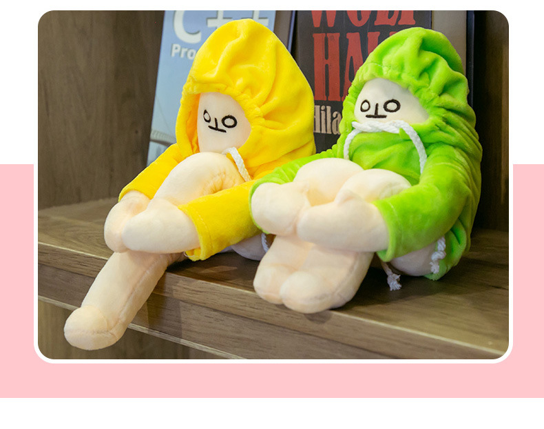 Cute Korean Healing Plush Toy Squatting Banana People's Expression Bag Doll Teenage Girl's Romance Doll Gift with Magnetic Buckle Cute Korean Healing Plush Toy Squatting Banana People's Expression Bag Doll Teenage Girl's Romance Doll Gift with Magnetic Buckle