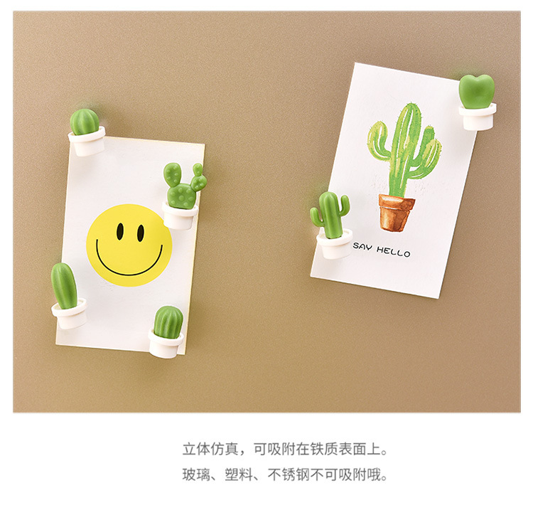 Cute Succulent Plant Creative Magnetic Buckle Cactus Refridgerator Magnets Magnetic Stickers Home Decorations