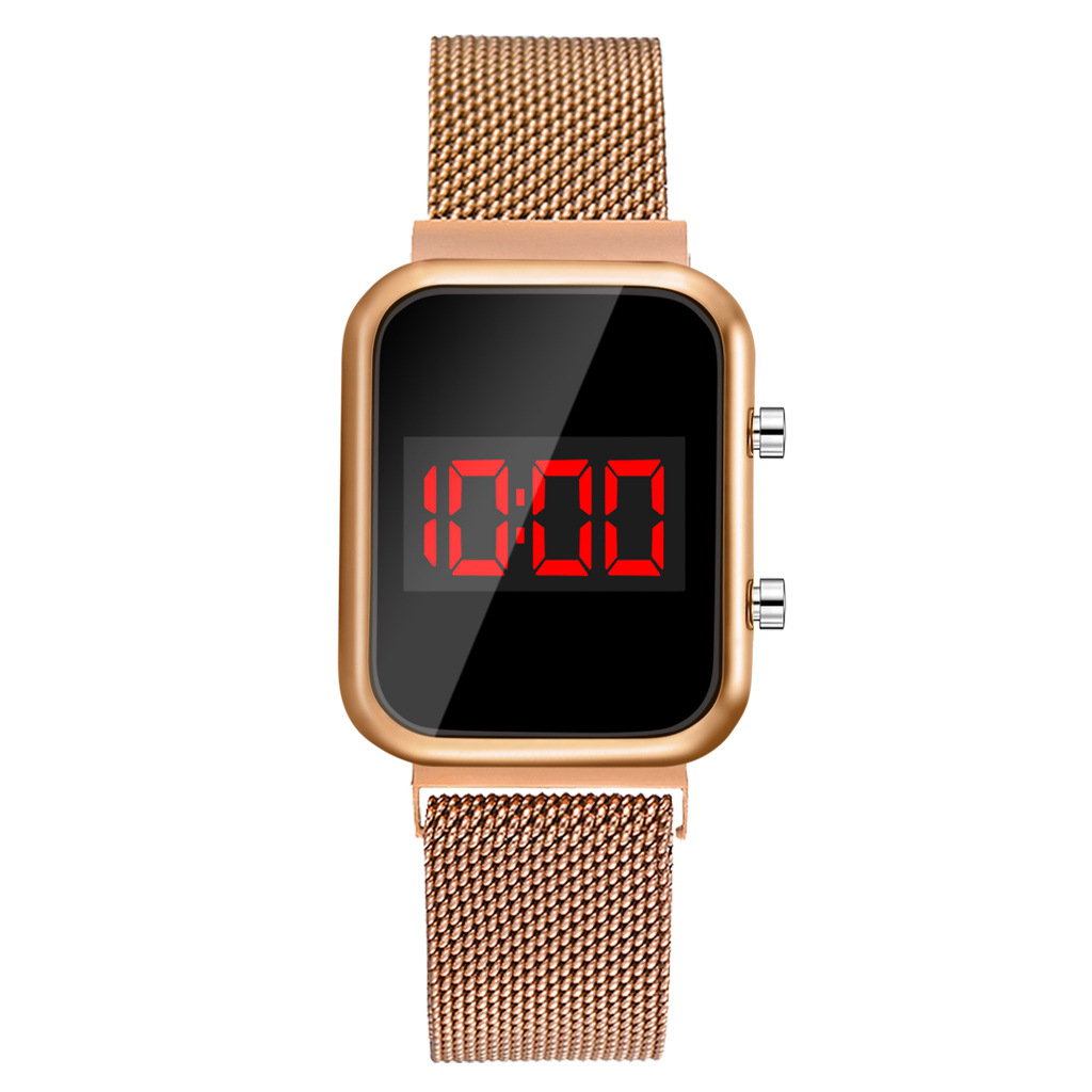 LED Watch New Student Sports LED Electronic Watch Alloy Band Magnetic Buckle Adjustable Magnet Strap