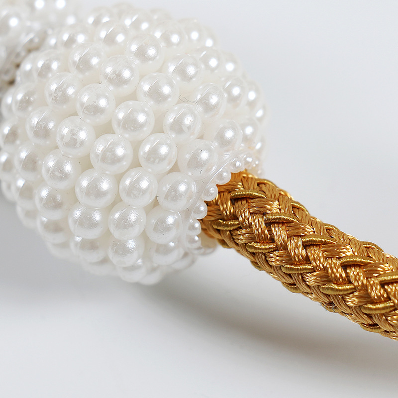 Modern Minimalist Thick Rope Large Pearl Curtain Magnetic Button Curtain Buckle Curtain Magnet Strap Polyester Hanging Ball Exclusive for Cross-Border