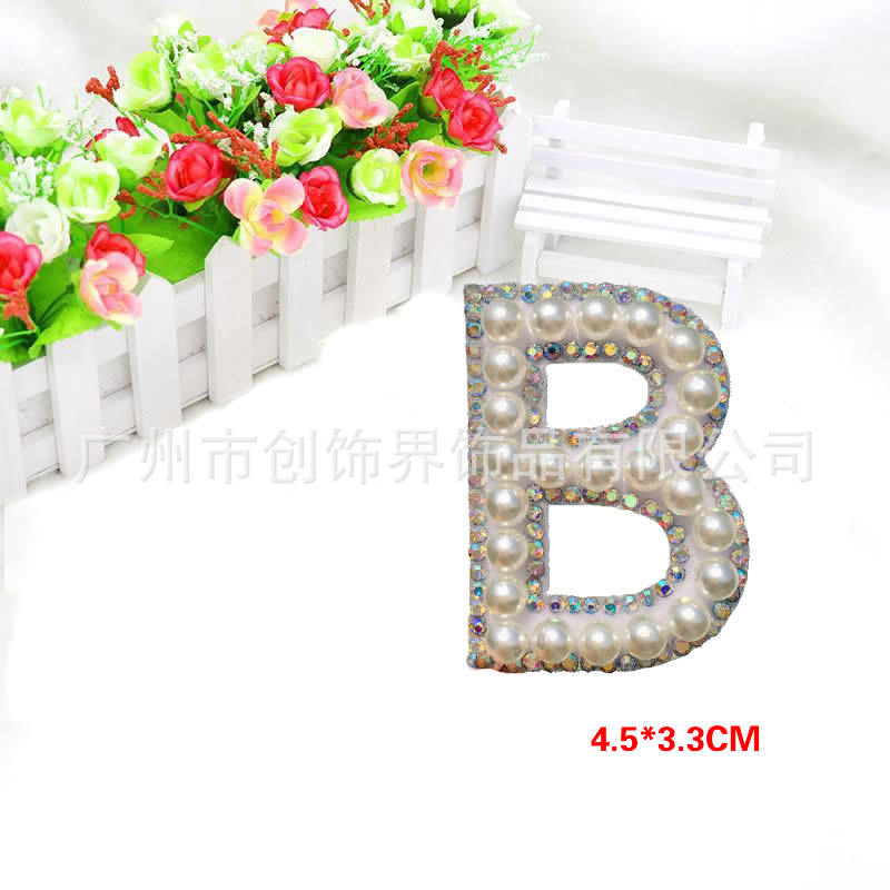 Big fortune cross-border hot style letters cloth paste imitation Pearl English letters 26 clothing accessories wholesale Big fortune cross-border hot style letters cloth paste imitation Pearl English letters 26 clothing accessories wholesale