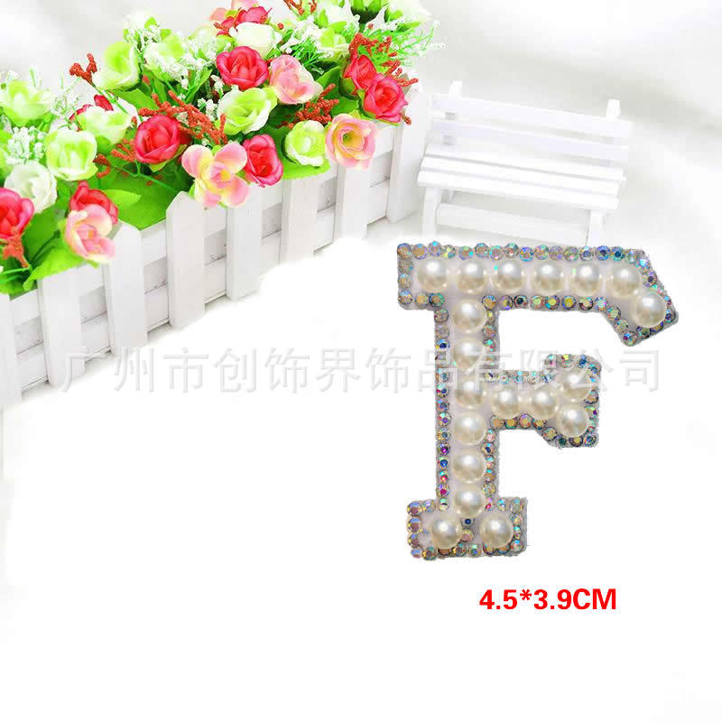 Big fortune cross-border hot style letters cloth paste imitation Pearl English letters 26 clothing accessories wholesale Big fortune cross-border hot style letters cloth paste imitation Pearl English letters 26 clothing accessories wholesale
