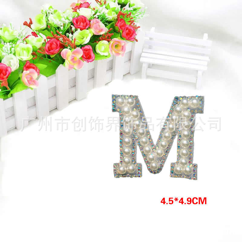 Big fortune cross-border hot style letters cloth paste imitation Pearl English letters 26 clothing accessories wholesale Big fortune cross-border hot style letters cloth paste imitation Pearl English letters 26 clothing accessories wholesale