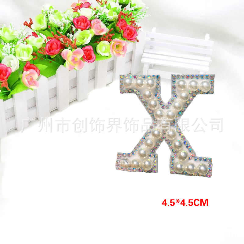 Big fortune cross-border hot style letters cloth paste imitation Pearl English letters 26 clothing accessories wholesale Big fortune cross-border hot style letters cloth paste imitation Pearl English letters 26 clothing accessories wholesale