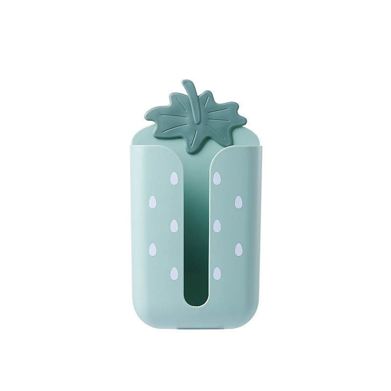 Cute Strawberry Punch-Free Wall Hanging Paper Extraction Box Bathroom Face Cloth Storage Box Tracelss Paste Home Tissue Box