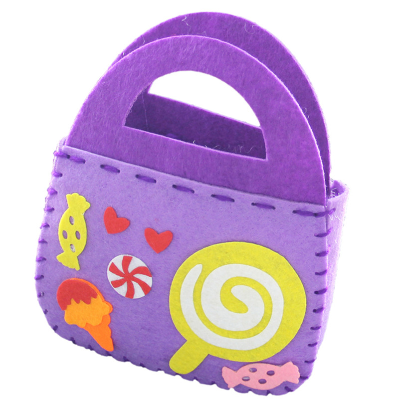 Non - woven cloth bag art DIY DIY manual bag cartoon three - dimensional paste production children hand sewn bags Non - woven cloth bag art DIY DIY manual bag cartoon three - dimensional paste production children hand sewn bags