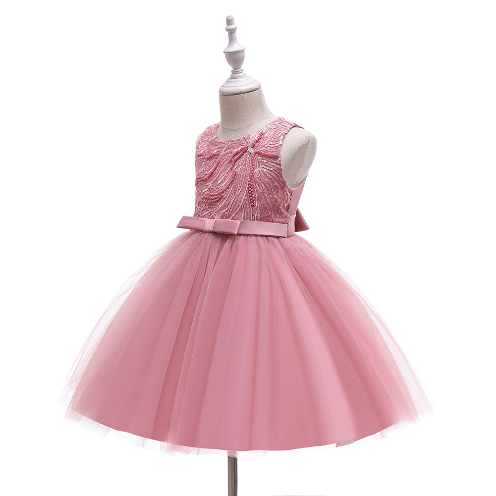 Baby Spring Children 'S Dress Sleeveless Pink Princess Dress Girl Dress Beaded Mesh Bubble Skirt Little Kids' Skirt Baby Spring Children 'S Dress Sleeveless Pink Princess Dress Girl Dress Beaded Mesh Bubble Skirt Little Kids' Skirt