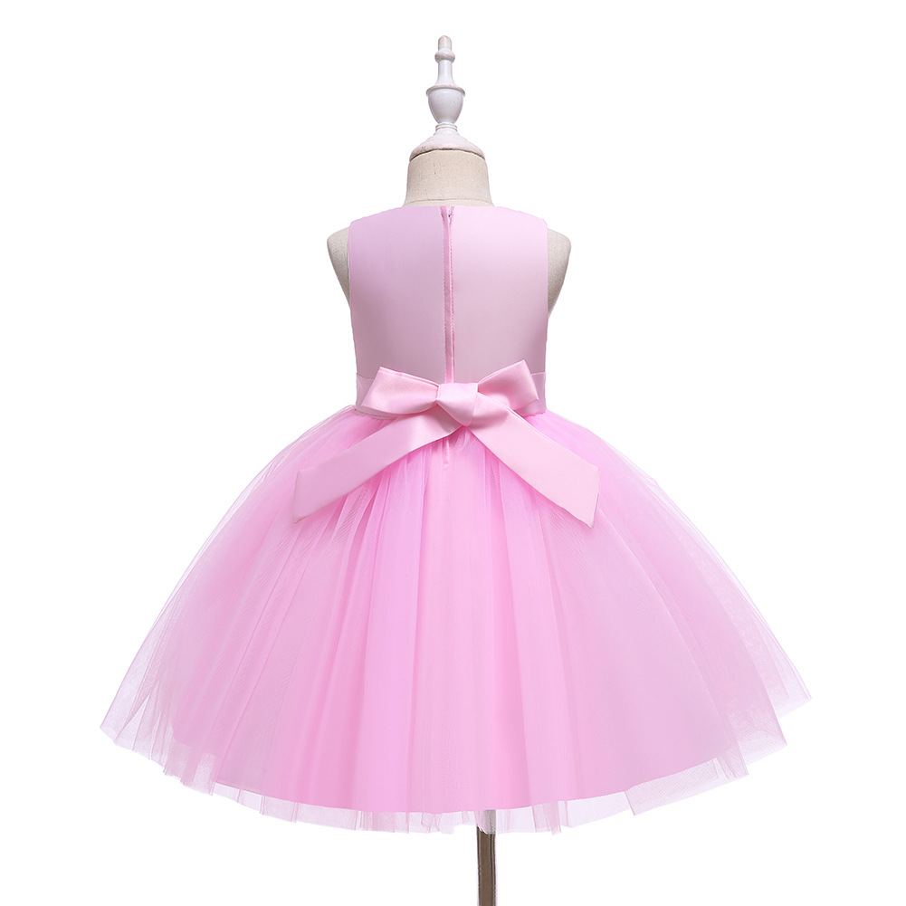 Baby Spring Children 'S Dress Sleeveless Pink Princess Dress Girl Dress Beaded Mesh Bubble Skirt Little Kids' Skirt Baby Spring Children 'S Dress Sleeveless Pink Princess Dress Girl Dress Beaded Mesh Bubble Skirt Little Kids' Skirt