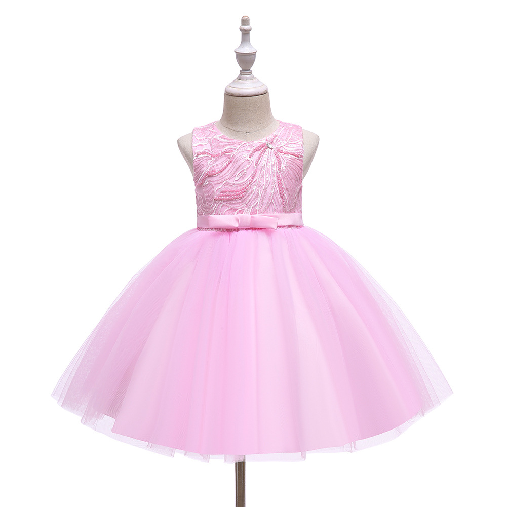 Baby Spring Children 'S Dress Sleeveless Pink Princess Dress Girl Dress Beaded Mesh Bubble Skirt Little Kids' Skirt Baby Spring Children 'S Dress Sleeveless Pink Princess Dress Girl Dress Beaded Mesh Bubble Skirt Little Kids' Skirt