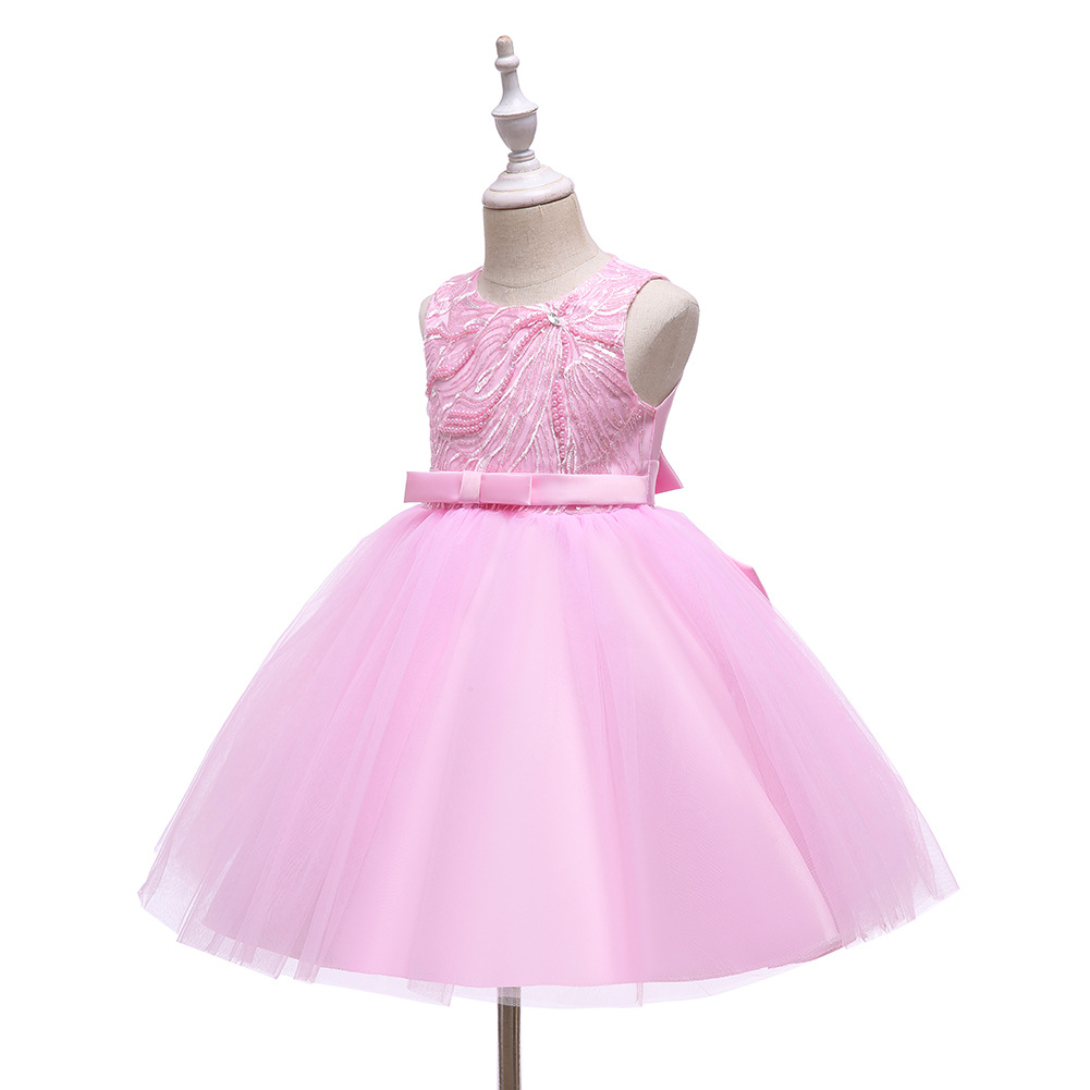 Baby Spring Children 'S Dress Sleeveless Pink Princess Dress Girl Dress Beaded Mesh Bubble Skirt Little Kids' Skirt Baby Spring Children 'S Dress Sleeveless Pink Princess Dress Girl Dress Beaded Mesh Bubble Skirt Little Kids' Skirt