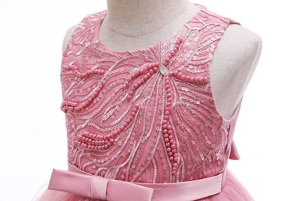 Baby Spring Children 'S Dress Sleeveless Pink Princess Dress Girl Dress Beaded Mesh Bubble Skirt Little Kids' Skirt Baby Spring Children 'S Dress Sleeveless Pink Princess Dress Girl Dress Beaded Mesh Bubble Skirt Little Kids' Skirt