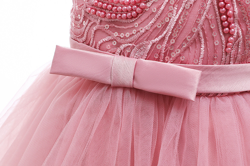 Baby Spring Children 'S Dress Sleeveless Pink Princess Dress Girl Dress Beaded Mesh Bubble Skirt Little Kids' Skirt Baby Spring Children 'S Dress Sleeveless Pink Princess Dress Girl Dress Beaded Mesh Bubble Skirt Little Kids' Skirt