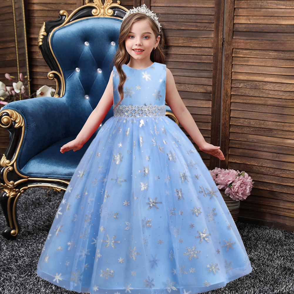 Christmas Children&#039;s Dress Princess Dress Long Printed Tulle Skirt Dance Skirt 5-14 Years Old Girl Dress in Stock