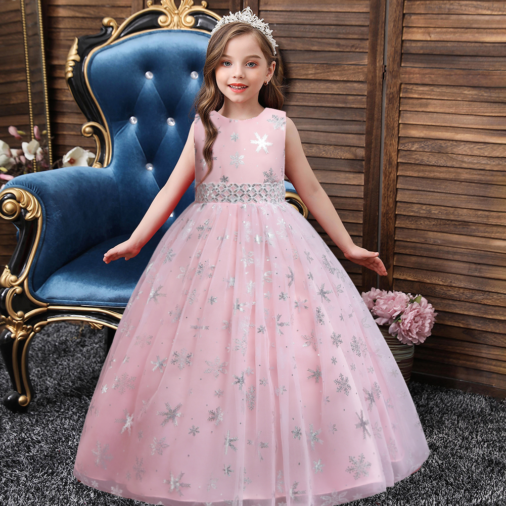 Christmas Children&#039;s Dress Princess Dress Long Printed Tulle Skirt Dance Skirt 5-14 Years Old Girl Dress in Stock