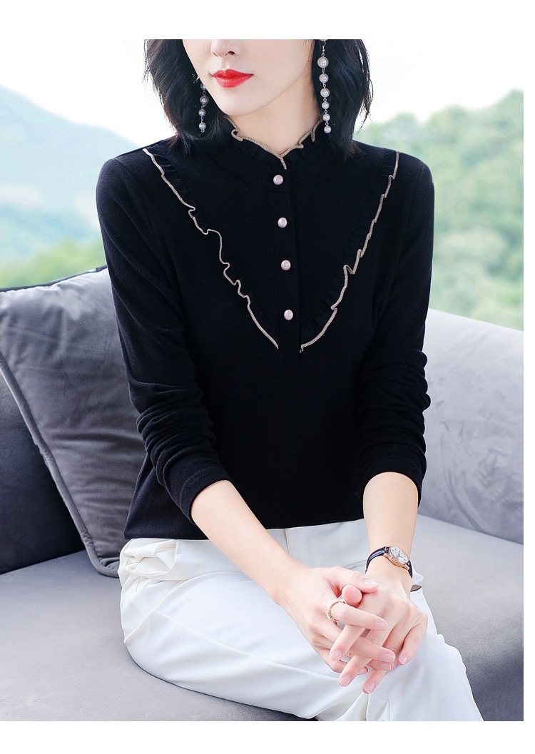 Double-Sided Dralon Shirt Women's Long Sleeve Autumn and Winter New 2021 Western Style All-Matching Slimming Shirt Inner Wear Thermal Bottoming Shirt Double-Sided Dralon Shirt Women's Long Sleeve Autumn and Winter New 2021 Western Style All-Matching Slimming Shirt Inner Wear Thermal Bottoming Shirt