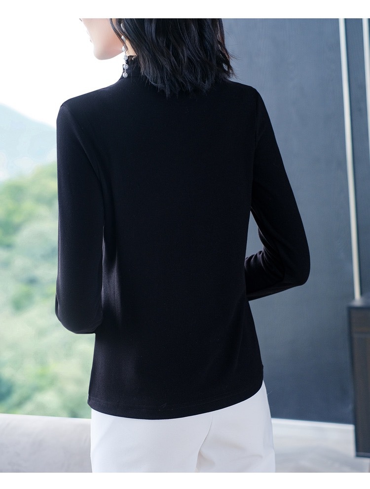Double-Sided Dralon Shirt Women's Long Sleeve Autumn and Winter New 2021 Western Style All-Matching Slimming Shirt Inner Wear Thermal Bottoming Shirt Double-Sided Dralon Shirt Women's Long Sleeve Autumn and Winter New 2021 Western Style All-Matching Slimming Shirt Inner Wear Thermal Bottoming Shirt