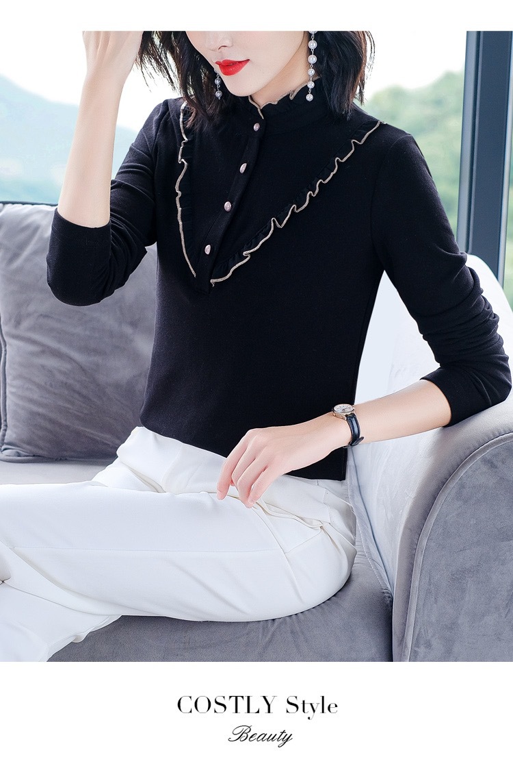 Double-Sided Dralon Shirt Women's Long Sleeve Autumn and Winter New 2021 Western Style All-Matching Slimming Shirt Inner Wear Thermal Bottoming Shirt Double-Sided Dralon Shirt Women's Long Sleeve Autumn and Winter New 2021 Western Style All-Matching Slimming Shirt Inner Wear Thermal Bottoming Shirt