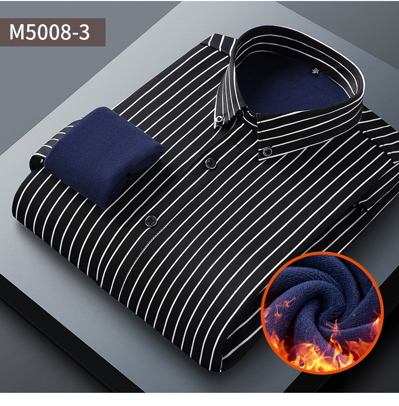 Stretch Striped Men's Thermal Shirt Autumn and Winter Fleece Lined Padded Warm Keeping Shirt Composite Single-Layer Fleece-Lined Fashion Shirt Stretch Striped Men's Thermal Shirt Autumn and Winter Fleece Lined Padded Warm Keeping Shirt Composite Single-Layer Fleece-Lined Fashion Shirt
