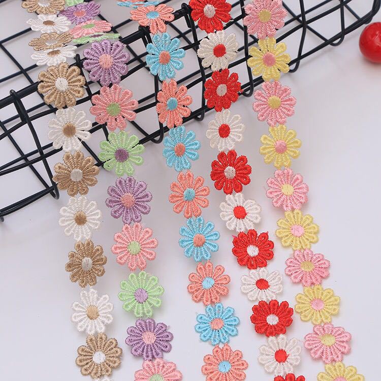 Color Lace Little Flower Accessories Handmade DIY Lace Sideband Clothes Curtain Embroidered Fabric Material Decorations Color Lace Little Flower Accessories Handmade DIY Lace Sideband Clothes Curtain Embroidered Fabric Material Decorations