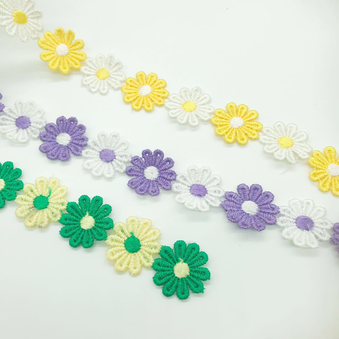 Color Lace Little Flower Accessories Handmade DIY Lace Sideband Clothes Curtain Embroidered Fabric Material Decorations Color Lace Little Flower Accessories Handmade DIY Lace Sideband Clothes Curtain Embroidered Fabric Material Decorations