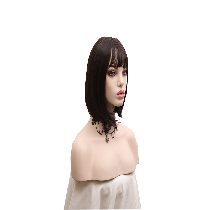 Cross-Border European and American Style Wig Human Hair Women&#039;s Short Hair Bangs Wig Wig Lace Closure