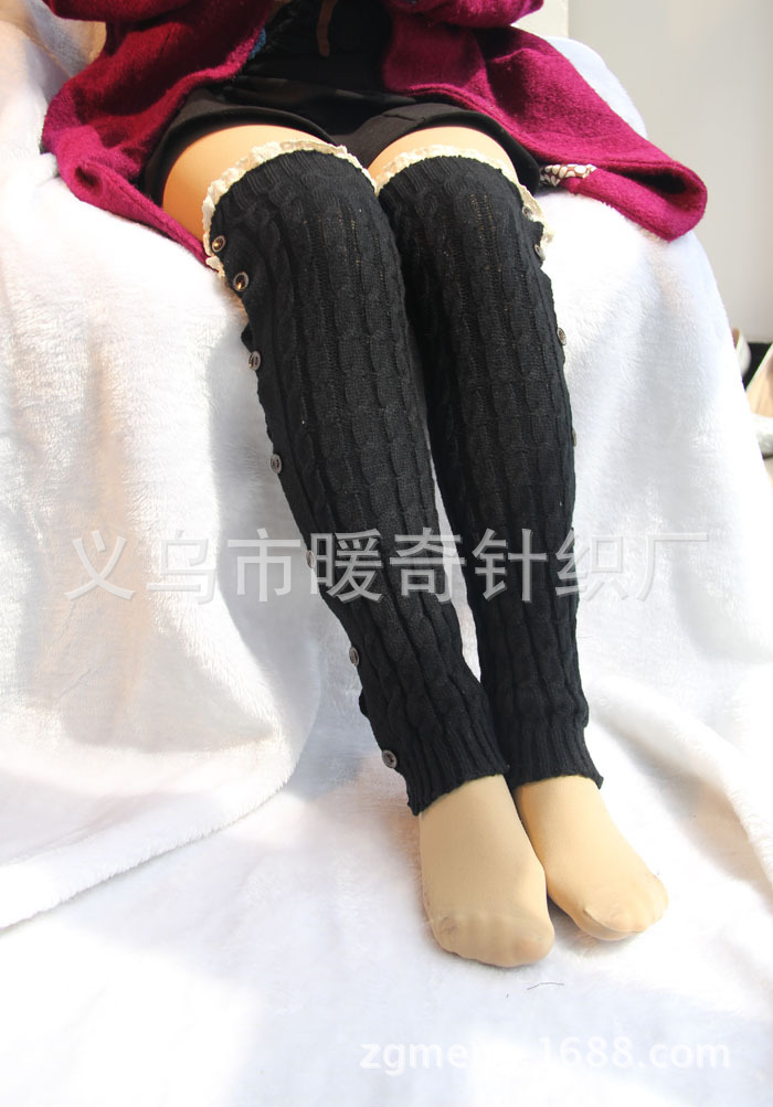 American retro leg lace with lace over knee boots, wool knit and hemp socks manufacturer direct sales.