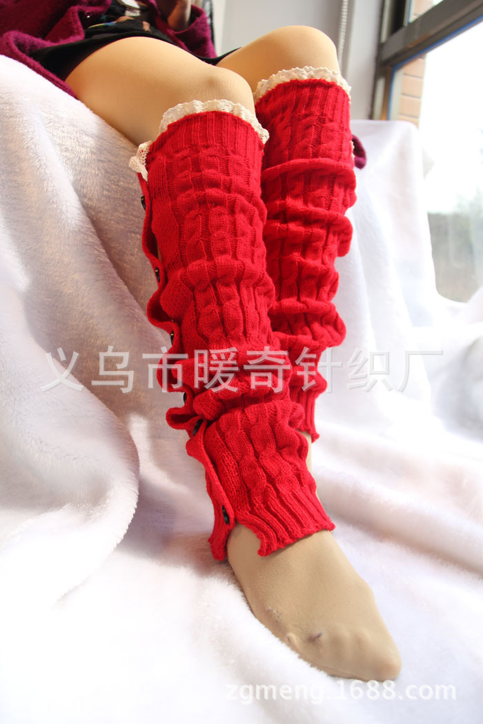 American retro leg lace with lace over knee boots, wool knit and hemp socks manufacturer direct sales.