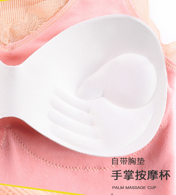 Autumn and Winter Bear Fairy Warm Vest Vneck Strap Lace Sexy Chest Pad Base Clothing Brushed and Thick Thermal Underwear