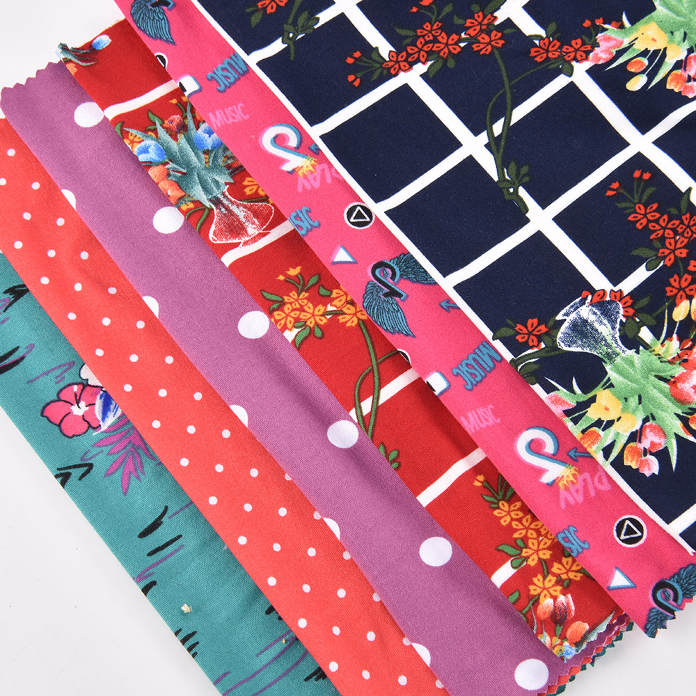 Factory Supply Custom Printed 95% Polyester 5% Spandex Milk Fiber Four- Way Elastic Fabric Knitted Stretch Fabric