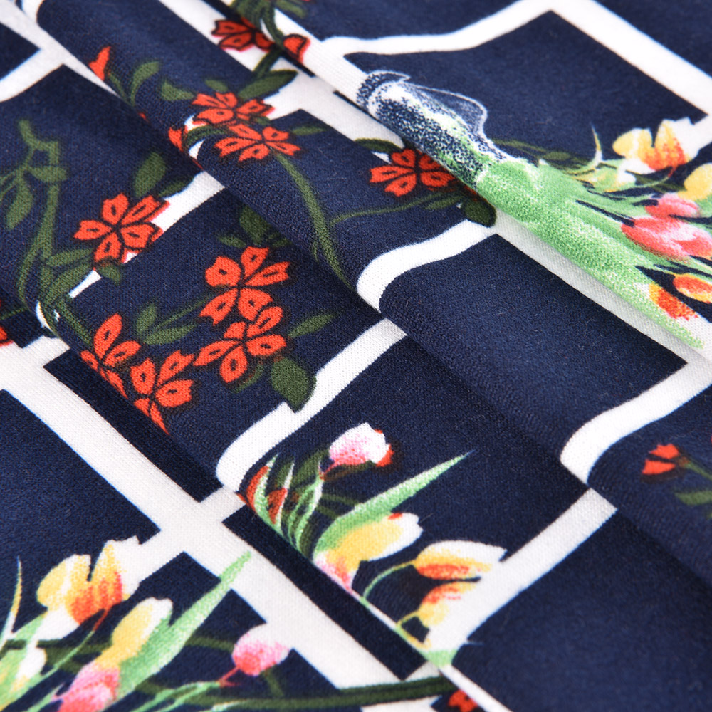 Factory Supply Custom Printed 95% Polyester 5% Spandex Milk Fiber Four- Way Elastic Fabric Knitted Stretch Fabric
