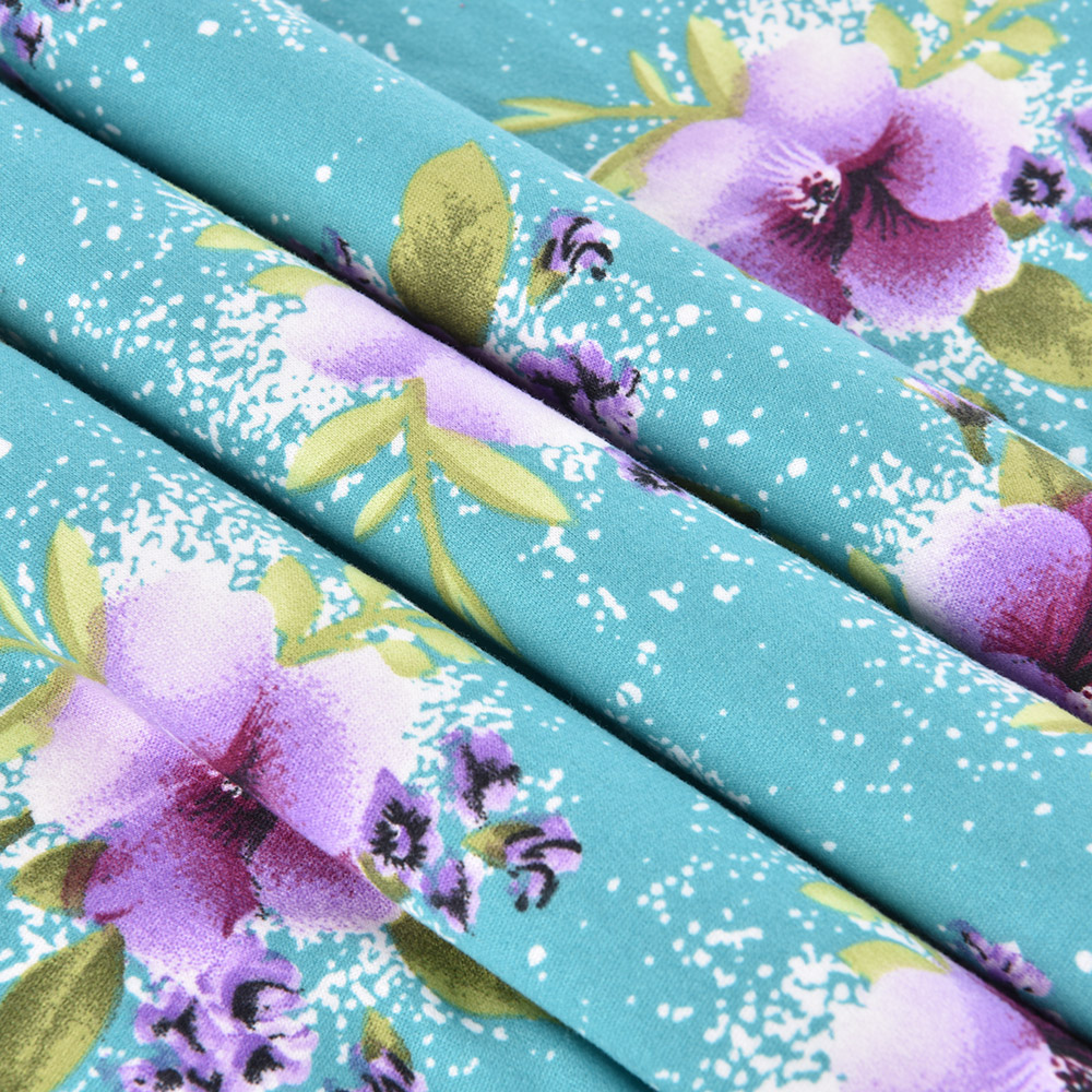 Factory Supply Custom Printed 95% Polyester 5% Spandex Milk Fiber Four- Way Elastic Fabric Knitted Stretch Fabric
