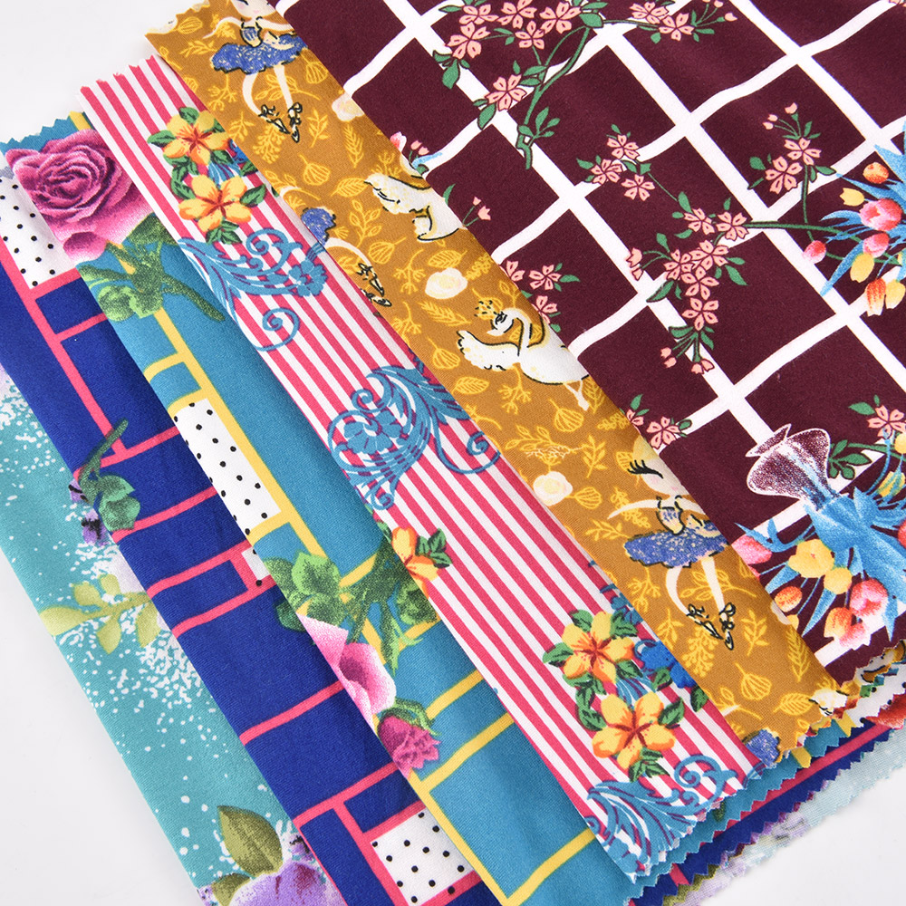 Factory Supply Custom Printed 95% Polyester 5% Spandex Milk Fiber Four- Way Elastic Fabric Knitted Stretch Fabric