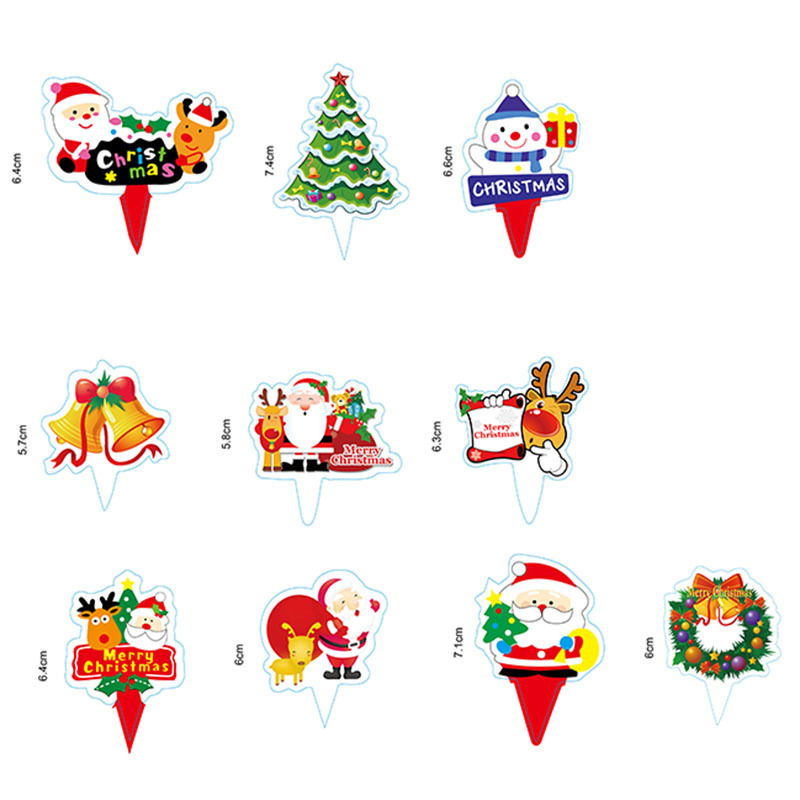 Christmas Small Card Cake Decorative Paper Inserts Birthday Cartoon Santa Claus Baking Cake Flag Party Dress Plug-in
