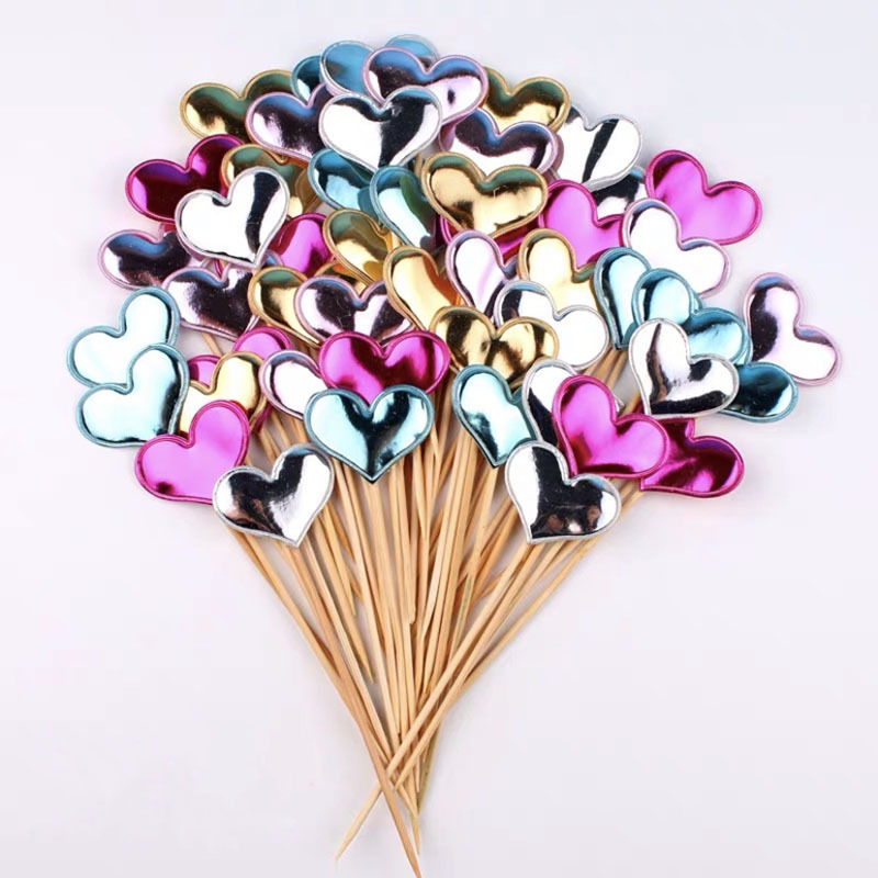 Cake Glitter Reflective Love Crown Plug-in Decorative Leather PU Decorative Flag Dessert Baking Dress up Inserts 50 Pieces
