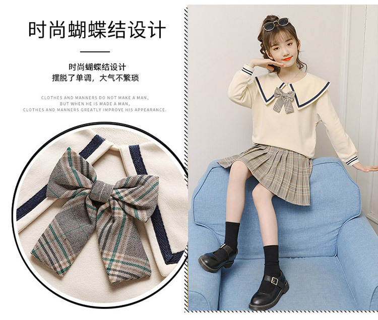 Girls' Preppy Style Suit 2021 New Spring and Autumn Clothing Children's Western Style JK Uniform Pleated Skirt Dress Two-Piece Set
