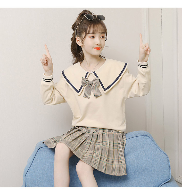 Girls' Preppy Style Suit 2021 New Spring and Autumn Clothing Children's Western Style JK Uniform Pleated Skirt Dress Two-Piece Set