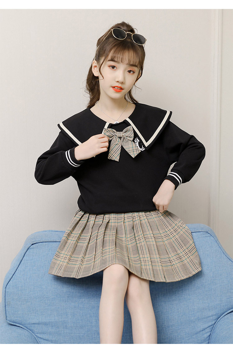 Girls' Preppy Style Suit 2021 New Spring and Autumn Clothing Children's Western Style JK Uniform Pleated Skirt Dress Two-Piece Set
