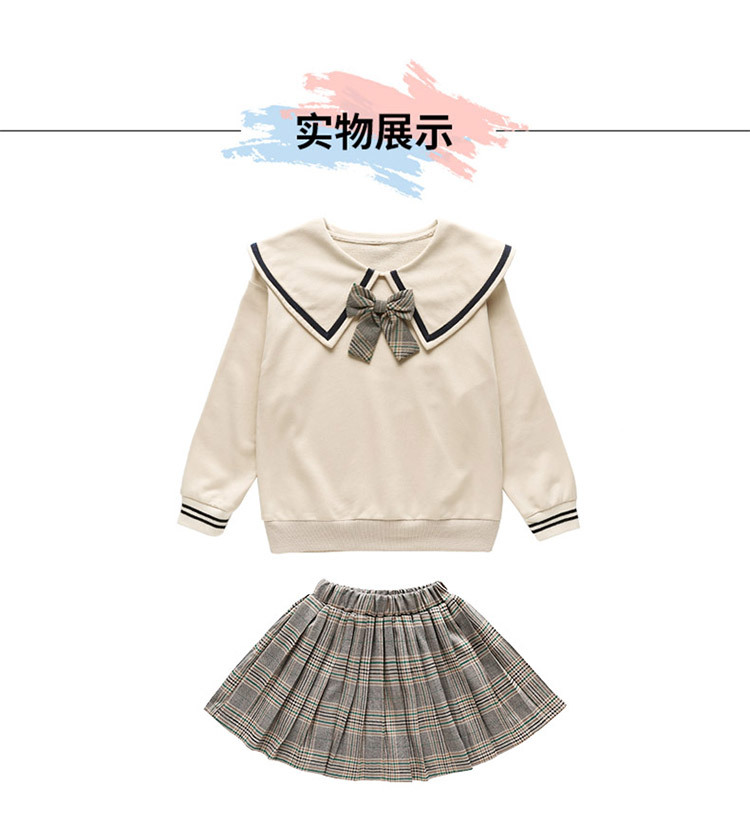 Girls' Preppy Style Suit 2021 New Spring and Autumn Clothing Children's Western Style JK Uniform Pleated Skirt Dress Two-Piece Set