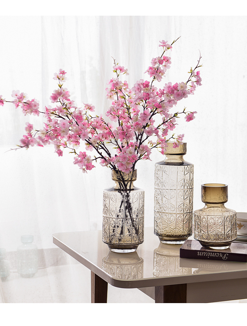 Factory Simulation 4 Fork Cherry Twig Long Branch Fake Flower Raw Silk Plastic Flowers Wedding Celebration Dress up Arch Lead Artificial Flower