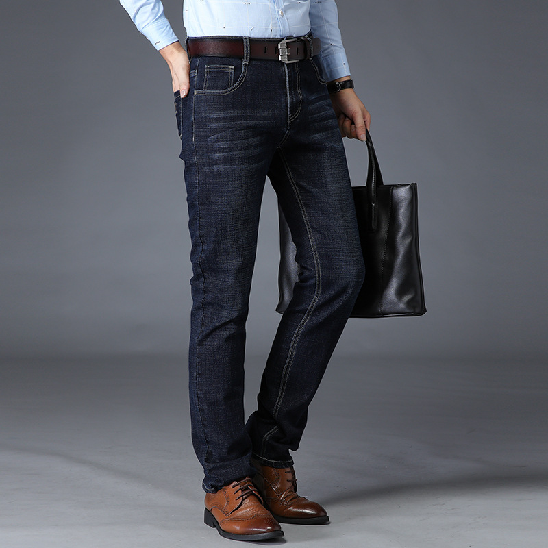 Factory Direct Sales Autumn and Winter Jeans Men&#039;s Straight Loose Large Size Business Casual Green Middle-Aged and Old Father Clothes Men&#039;s Pants
