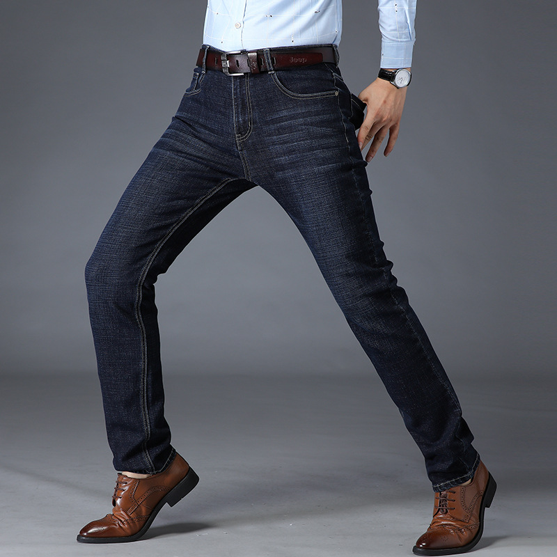 Factory Direct Sales Autumn and Winter Jeans Men&#039;s Straight Loose Large Size Business Casual Green Middle-Aged and Old Father Clothes Men&#039;s Pants