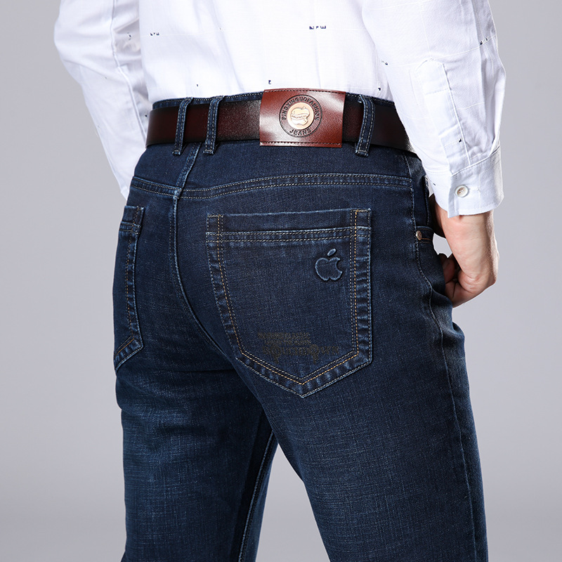 Factory Direct Sales Autumn and Winter Jeans Men&#039;s Straight Loose Large Size Business Casual Green Middle-Aged and Old Father Clothes Men&#039;s Pants
