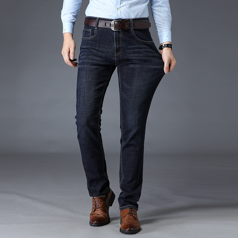 Factory Direct Sales Autumn and Winter Jeans Men&#039;s Straight Loose Large Size Business Casual Green Middle-Aged and Old Father Clothes Men&#039;s Pants