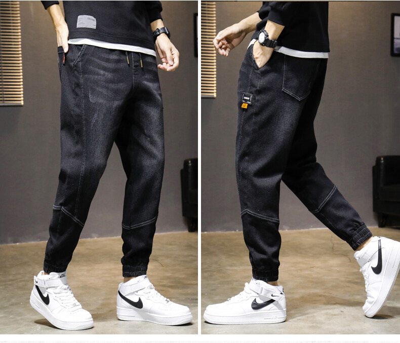 Jeans Men's Spring, Autumn and Winter Korean Style Loose Ankle Length Cargo Pants Ankle-Tied Jeans Men's Tether Casual Long Pants Jeans Men's Spring, Autumn and Winter Korean Style Loose Ankle Length Cargo Pants Ankle-Tied Jeans Men's Tether Casual Long Pants