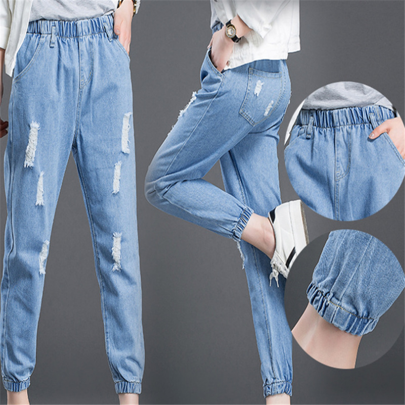 Women&#039;s Clothing in Stock Slimming All-Matching Jeans Women&#039;s Cropped Pants Women&#039;s Korean Style Loose Retro Daddy Pants Factory Direct Sales
